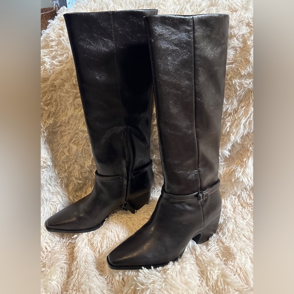 Franco Sarto Dark Brown Heeled Boots - Picture 8 of 9